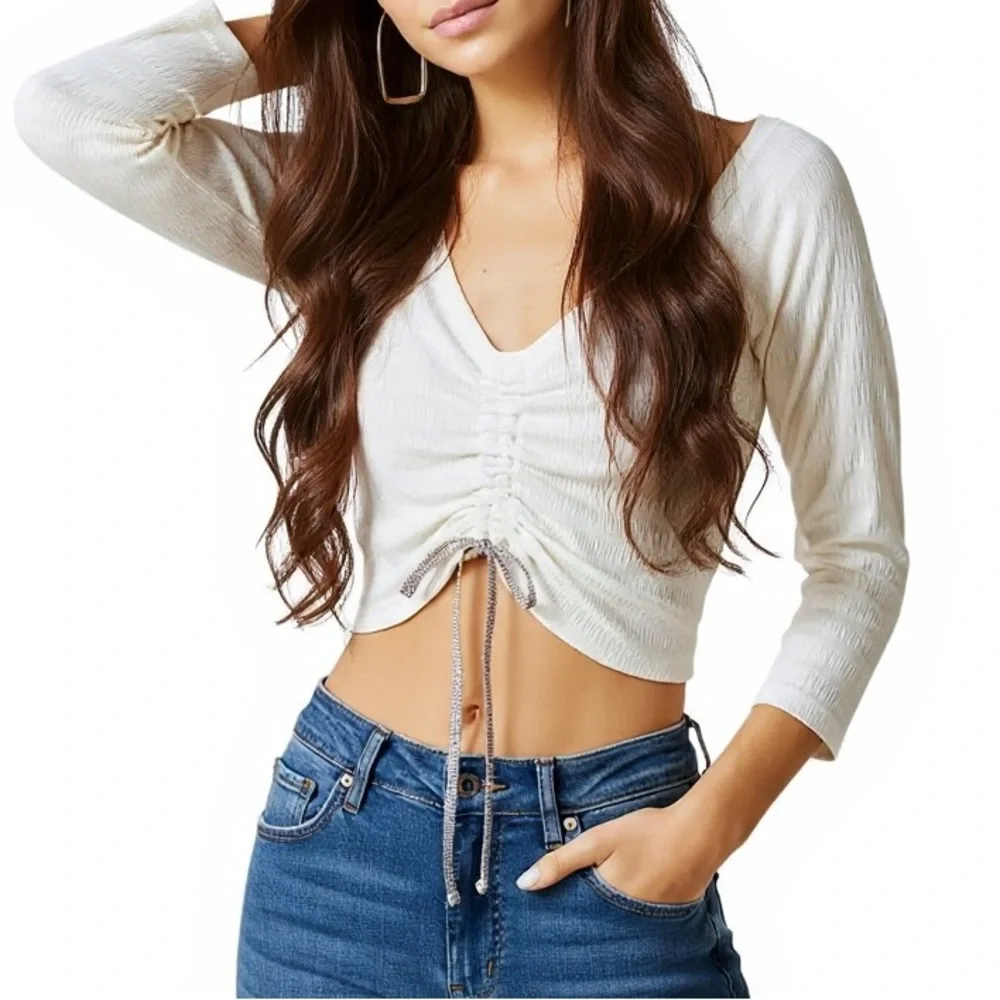 Anthropologie Sabrina cinched top in cream